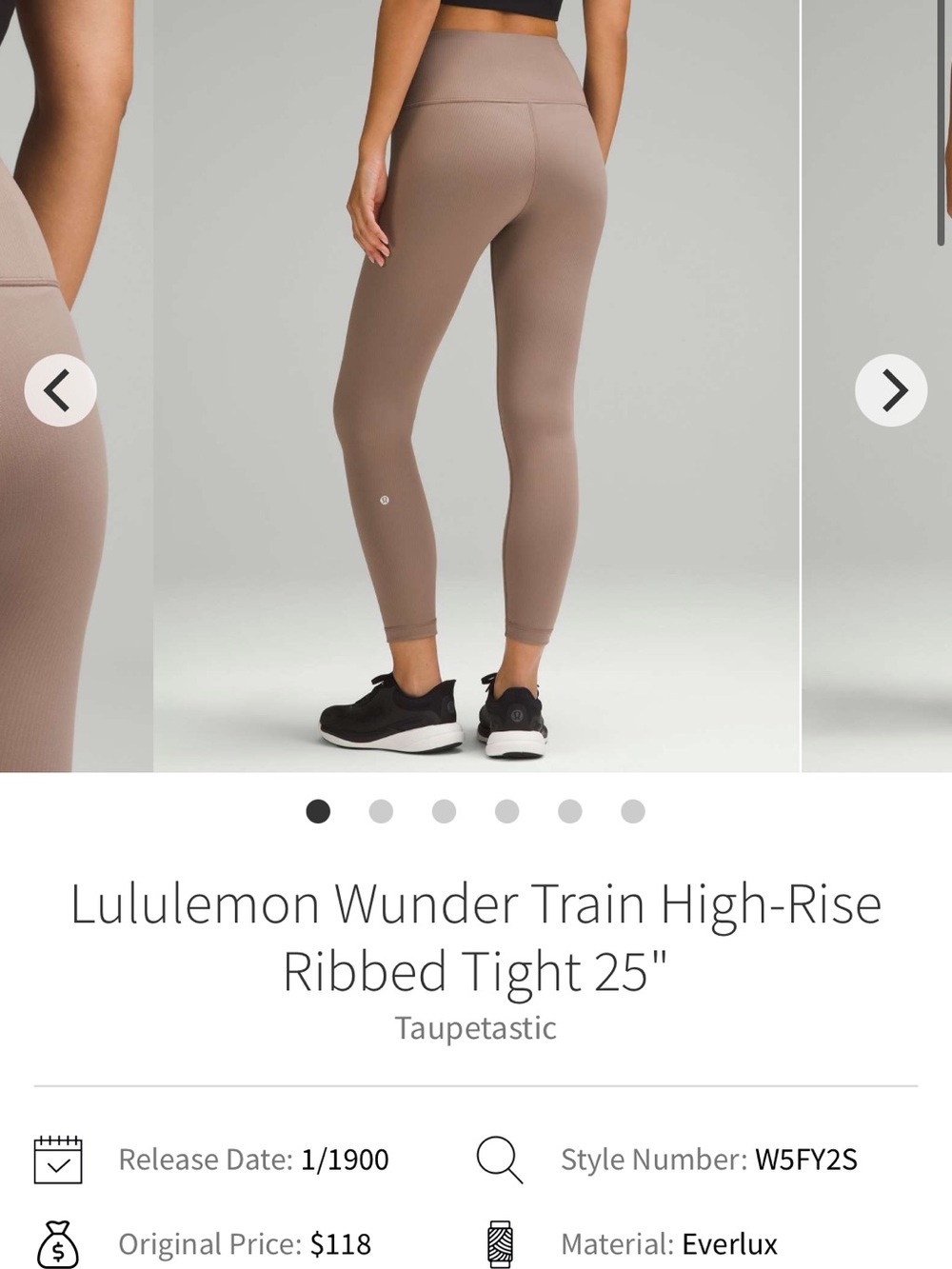 lululemon athletica High-Rise Ribbed Leggings in Taupe